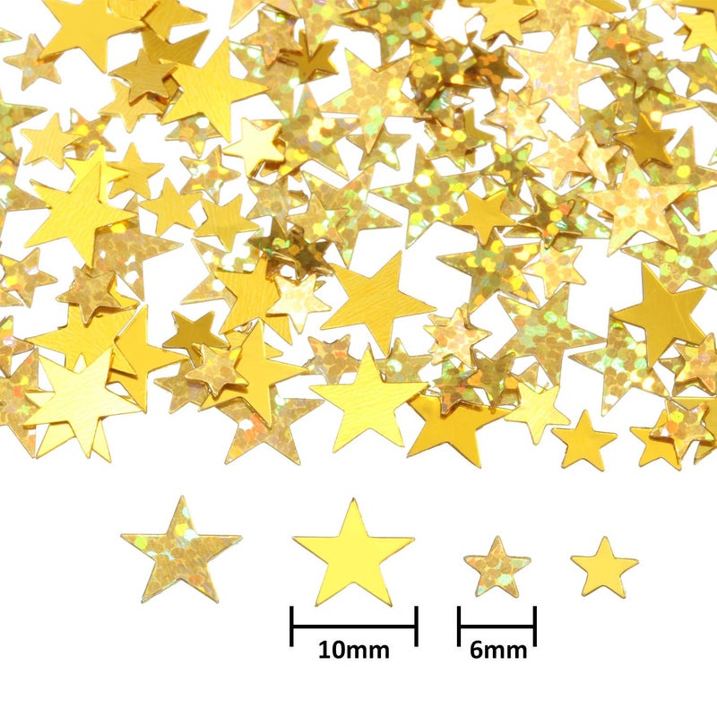 Hestya 60g Star Confetti Glitter Table Confetti Metallic Foil Stars for Christmas Party Wedding Festival Decorations(Glitter Gold Set,10mm and 6mm) - Image 2